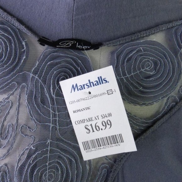 New B'Leev Juniors L Mesh Floral Back Draped Open-Front Short Sleeve Cardigan - Picture 8 of 9